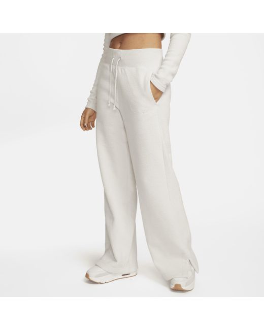Nike White Sportswear Phoenix Plush High-waisted Wide-leg Cozy Fleece Pants
