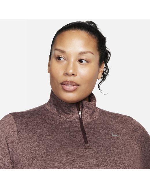 Nike Brown Dri-fit Swift Uv 1/4-zip Running Top 50% Recycled Polyester
