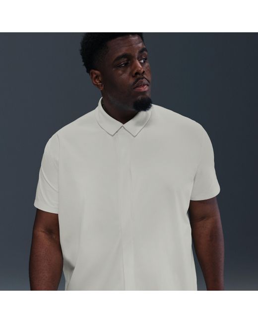 Nike Blue 24.7 Perfectstretch Dri-Fit Short-Sleeve Button-Down Top for men