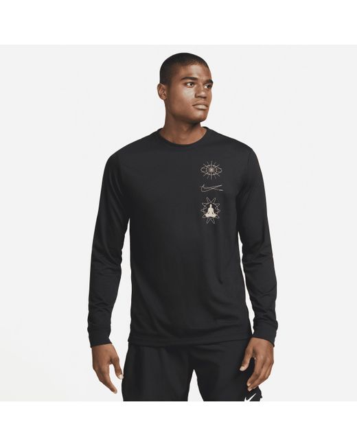Nike Men's Dri-FIT Long-Sleeve Yoga T-Shirt in Grey - ShopStyle