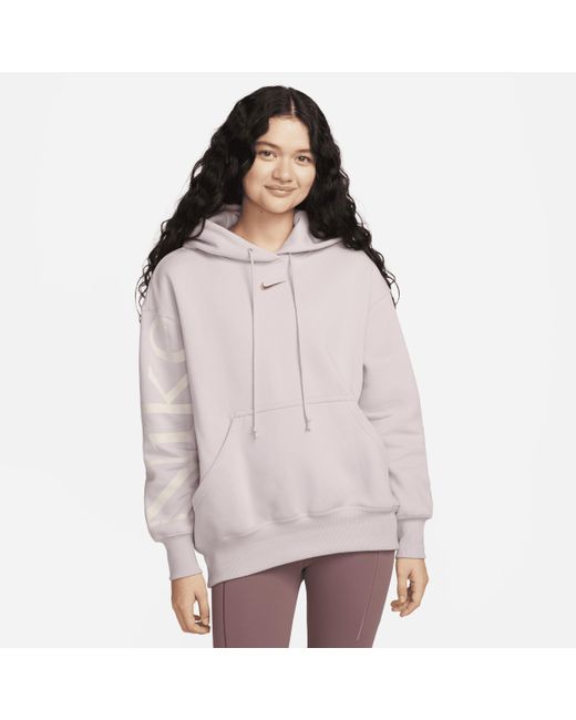 Nike Pink Sportswear Phoenix Fleece Oversized Logo Hoodie Cotton