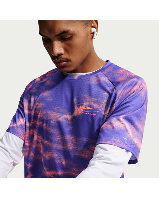 Nike Stride Dri-Fit Adv Short-Sleeve Running Top in Purple for Men