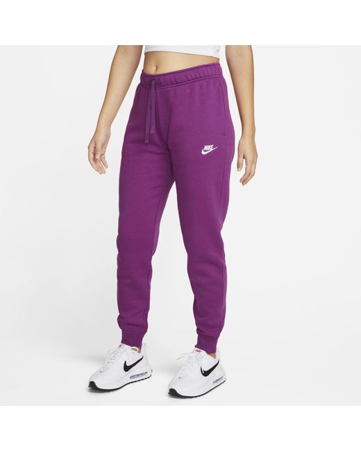 Nike Sportswear Club Fleece Midrise Joggers in Purple Lyst