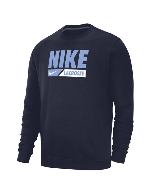 Nike Blue Club Fleece Lacrosse Crew-neck Pullover Top for men