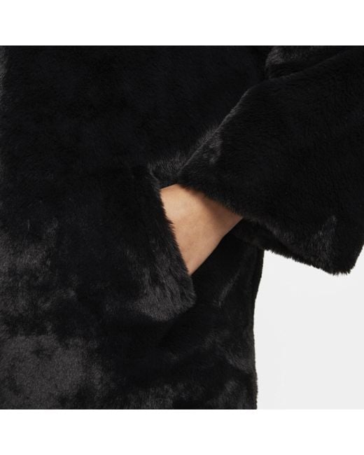 Nike Black Sportswear Faux Fur Long Jacket Polyester