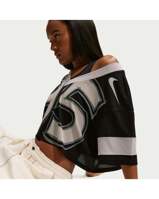 Nike Black Sportswear Oversized Cropped Jersey