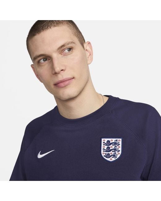 Nike Blue England Travel Football Short-sleeve Top Cotton for men