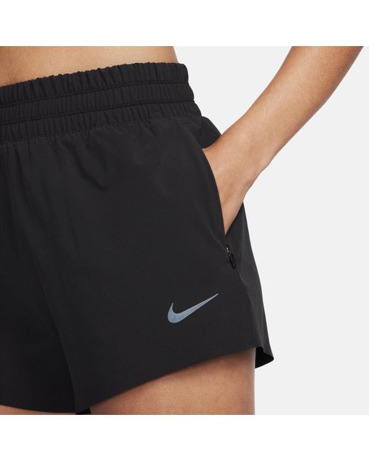 Nike Black Dri-fit Running Division High-waisted 3" Brief-lined Running Shorts With Pockets