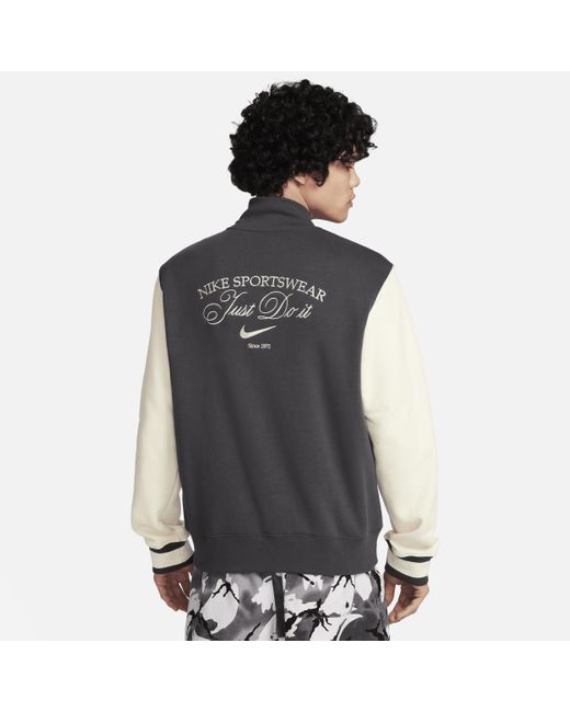 Nike Gray Sportswear Fleece Varsity Jacket Polyester for men