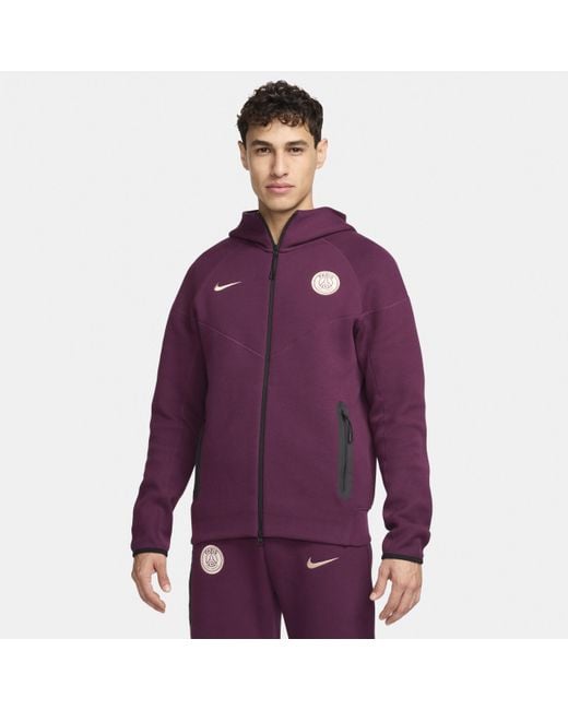 Nike Paris Saint Germain Tech Fleece Windrunner Football Full Zip Hoodie in Purple for Men Lyst UK