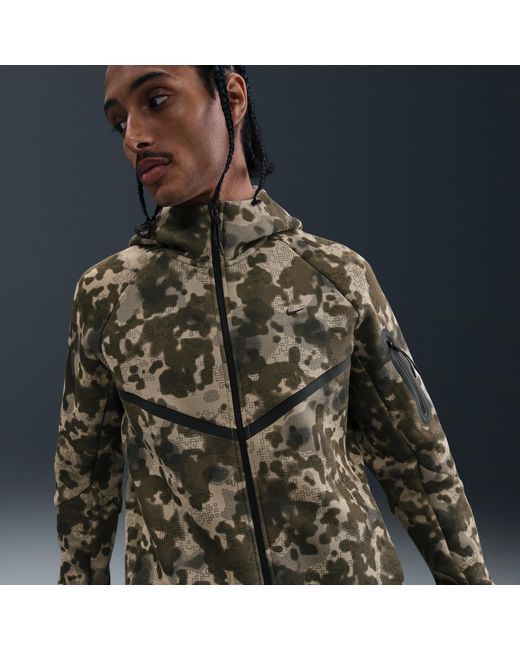 Nike Brown Tech Full-Zip Fleece Camo Windrunner Jacket for men