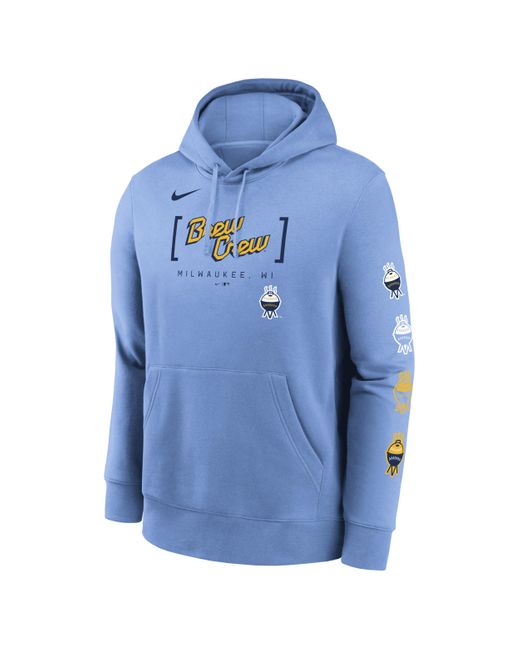 Nike Blue Milwaukee Brewers City Connect Club Men's Mlb Pullover Hoodie for men