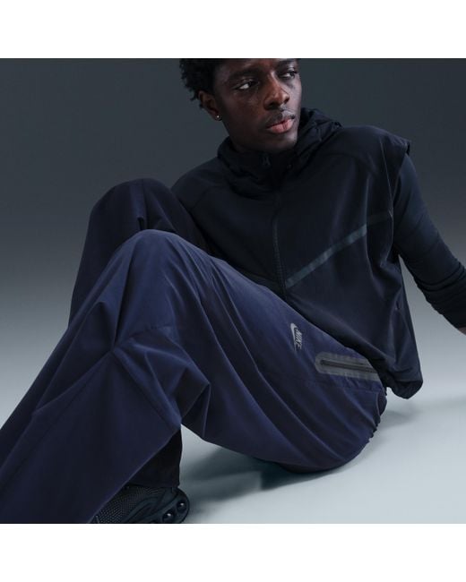 Nike Blue Tech Woven Oversized Trousers for men