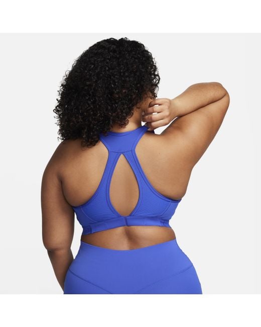Nike Blue Swoosh High-support Non-padded Adjustable Sports Bra Polyester
