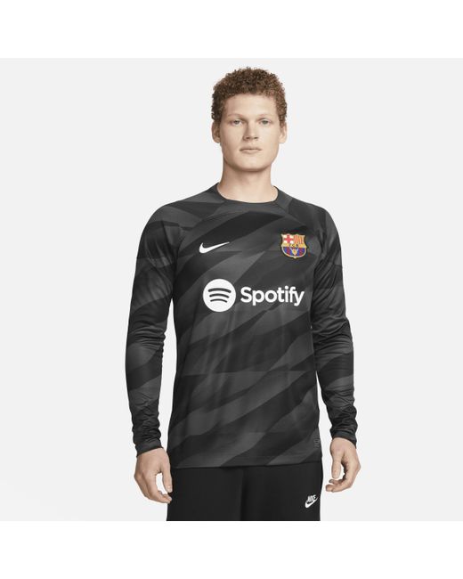 Nike Black Fc Barcelona 2023/24 Stadium Goalkeeper Dri-fit Long-sleeve Soccer Jersey for men