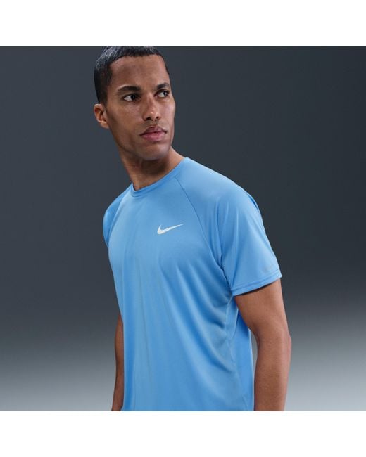 Nike Blue Essential Short-Sleeve Hydroguard Swimming Top for men
