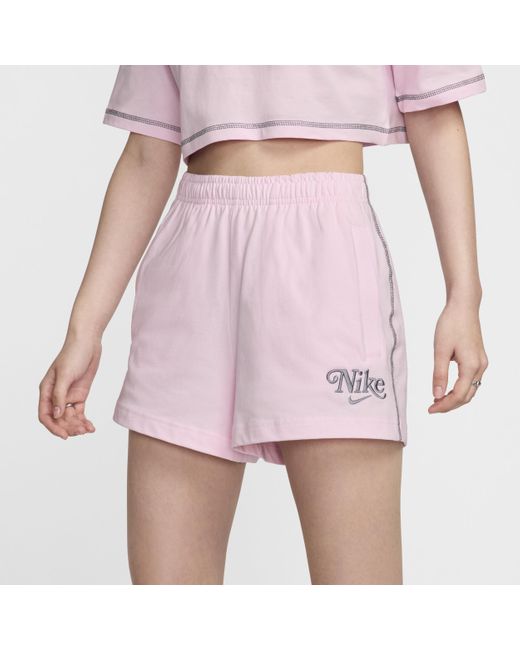 Nike Pink Sportswear Jersey Shorts Cotton