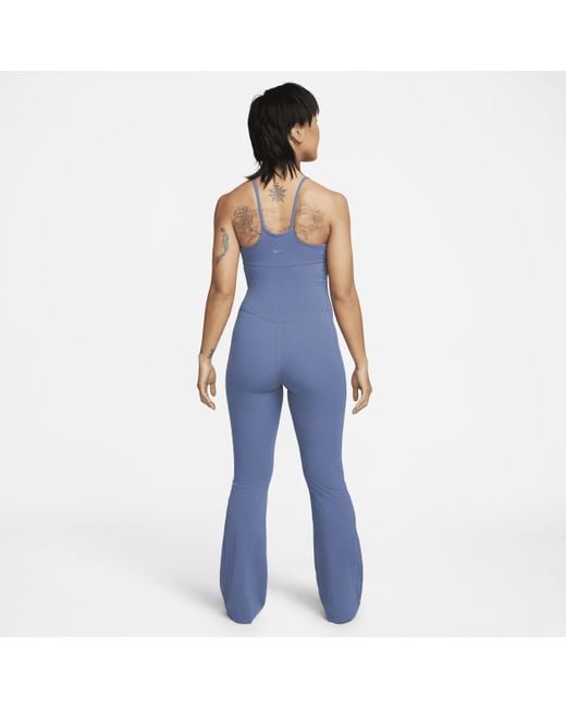 Nike Zenvy Dri-fit Lange Bodysuit Met Wijde Pijpen in het Blue