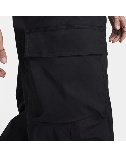 Pantaloni cargo ampi a vita alta in tessuto sportswear di Nike in Black