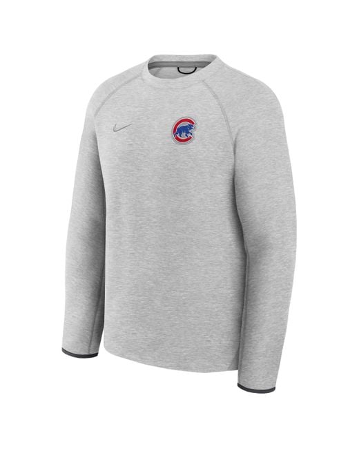 Nike Gray Chicago Cubs Tech Fleece Mlb Pullover Crew for men