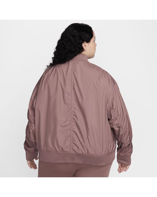 Nike Brown Sportswear Essential Oversized Bomber Jacket (plus Size)