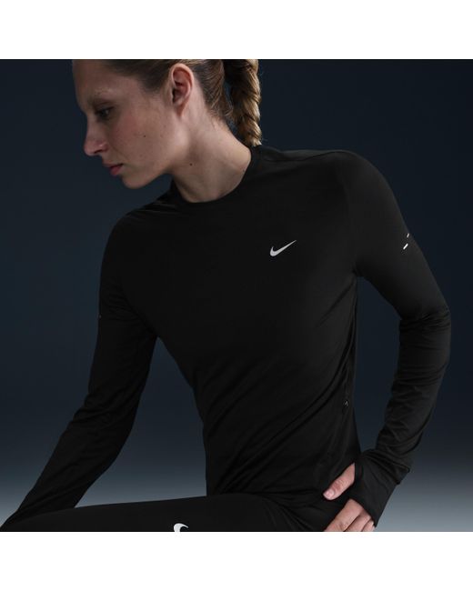 Nike Blue Swift Dri-Fit Uv Long-Sleeve Crew-Neck Running Top