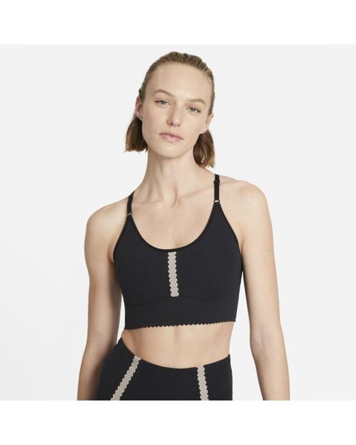 Nike Synthetic Yoga Drifit Indy Lightsupport Padded Eyelet Sports Bra Lyst