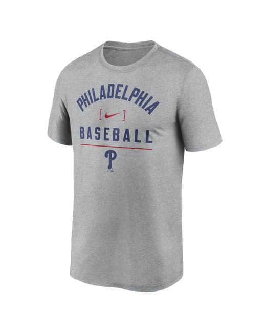 Nike Gray Philadelphia Phillies Arch Baseball Stack Dri-fit Mlb T-shirt for men