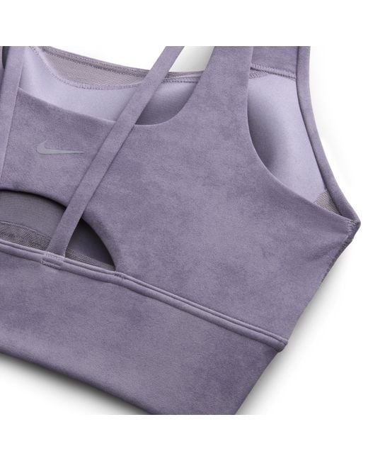 Nike Zenvy Tie-dye Lange Sport-bh Met Vulling En Medium Ondersteuning in het Purple
