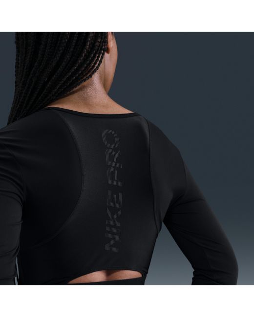 Nike Black Pro Dri-Fit Cropped Long-Sleeve Top