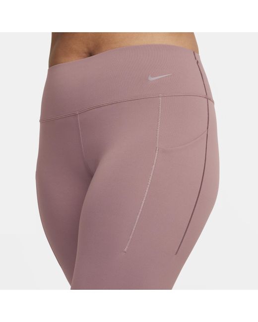 Nike Purple Universa Medium-support Mid-rise Full-length leggings With Pockets Nylon
