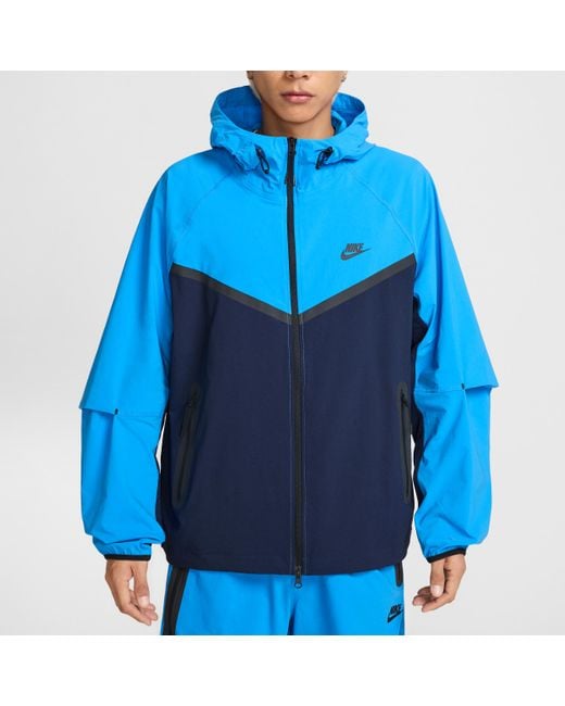 Nike Tech Geweven Windrunner Herenjack Met Rits Over De Hele Lengte in het Blue voor heren