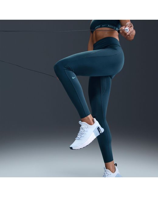 Nike Blue Universa Medium-Support High-Waisted Full-Length Leggings With Pockets