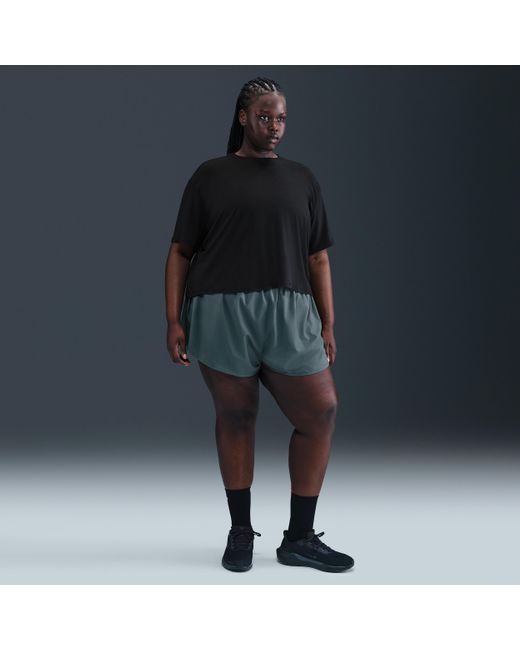 Nike Blue One Relaxed Dri-Fit Cropped Short-Sleeve Top (Plus Size)