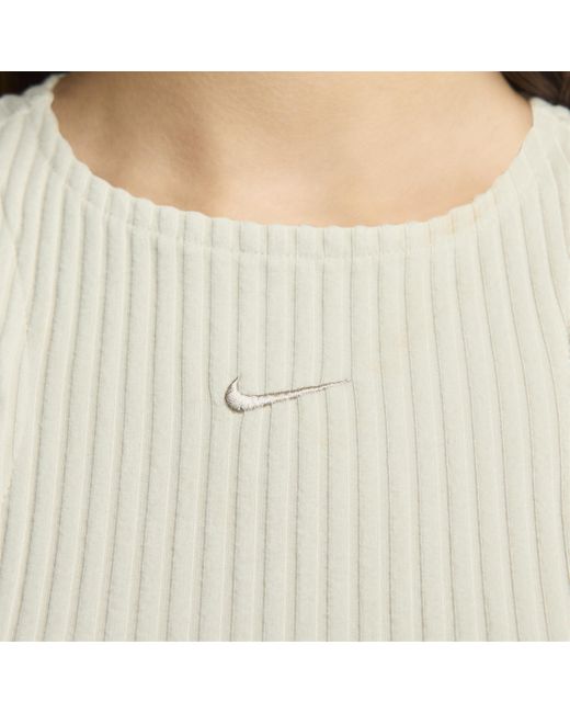 Nike White Sportswear Chill Knit Slim Sleeveless Ribbed Midi Dress