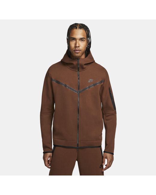 Nike Sportswear Tech Fleece Full-zip Hoodie in Brown for Men | Lyst