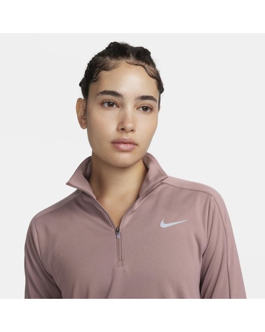 Nike Brown Dri-fit Pacer 1/4-zip Sweatshirt Polyester