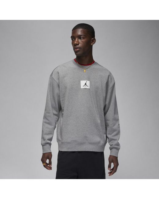 Nike Gray Jordan Essentials Fleece Crew-neck Sweatshirt Cotton for men