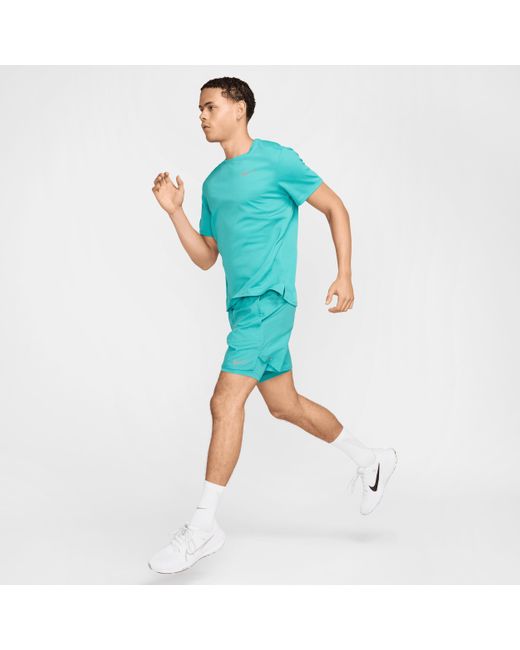 Nike Green Miler Dri-Fit Uv Short-Sleeve Running Top for men