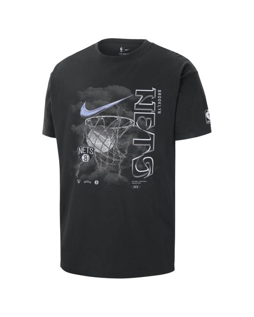 T-shirt brooklyn nets courtside max90 nba di Nike in Black da Uomo