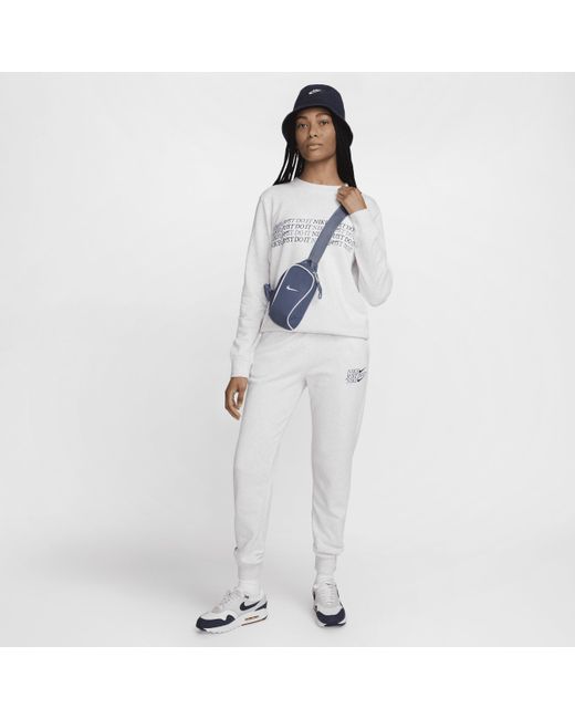 Nike White Sportswear Club Fleece Crew-neck Sweatshirt