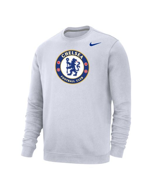 Nike Chelsea Club Fleece Crew-neck Sweatshirt In White, in Blue for Men ...