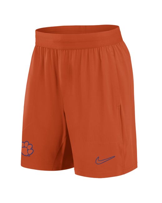 Nike Orange Clemson Tigers Sideline Dri-fit College Shorts for men