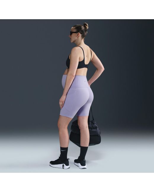 Nike Blue (M) One Dri-Fit High-Waisted 20.5Cm (Approx. Biker Shorts With Pockets (Maternity)