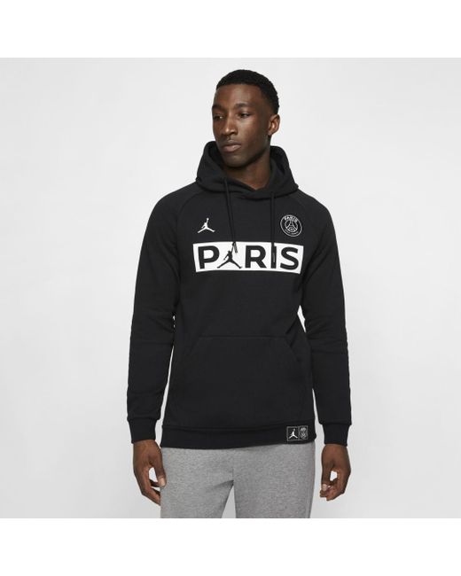 Nike Black Jordan Paris Saint-germain Fleece Pullover Hoodie for men