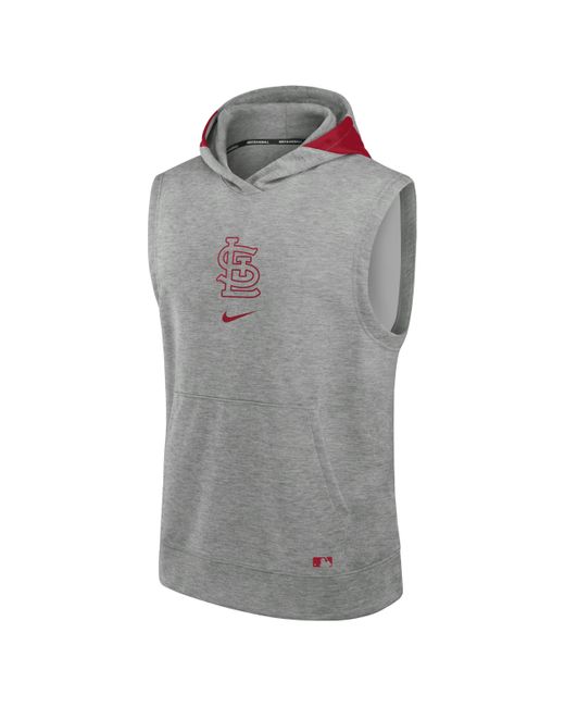 Nike Gray St. Louis Cardinals Authentic Collection Early Work Men's Dri-fit Mlb Sleeveless Pullover Hoodie for men