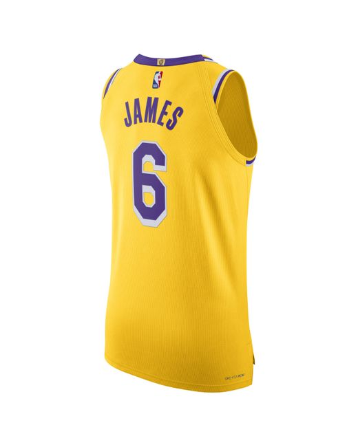 Nike Yellow Los Angeles Lakers Icon Edition 2022/23 Dri-fit Adv Nba Authentic Jersey for men
