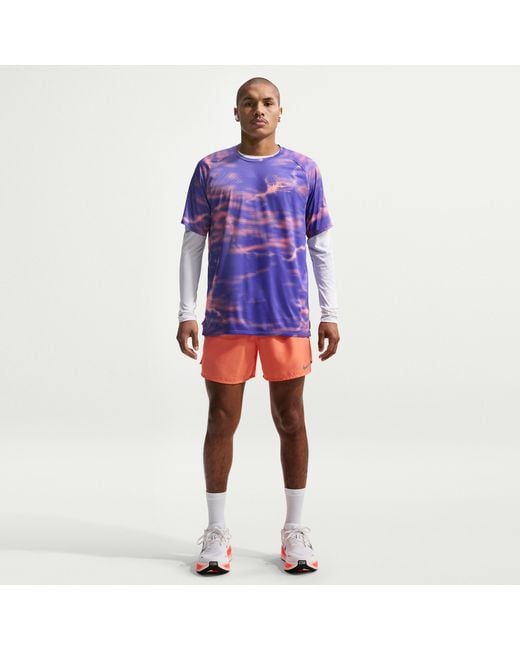 Nike Stride Dri-Fit Adv Short-Sleeve Running Top in Purple for Men