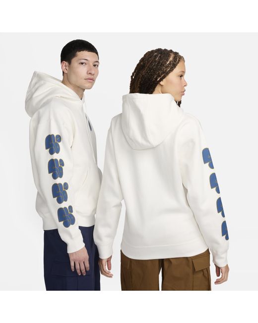 Nike White Sb Fleece Pullover Skate Hoodie Polyester