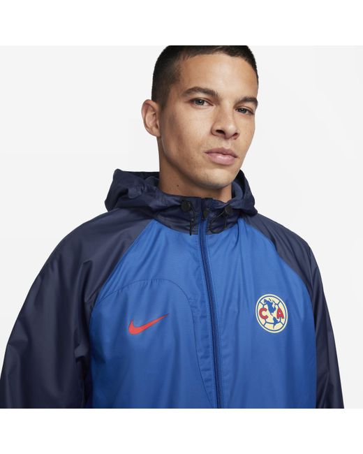 Nike Club América Strike Soccer Hooded Woven Jacket in Blue for Men | Lyst
